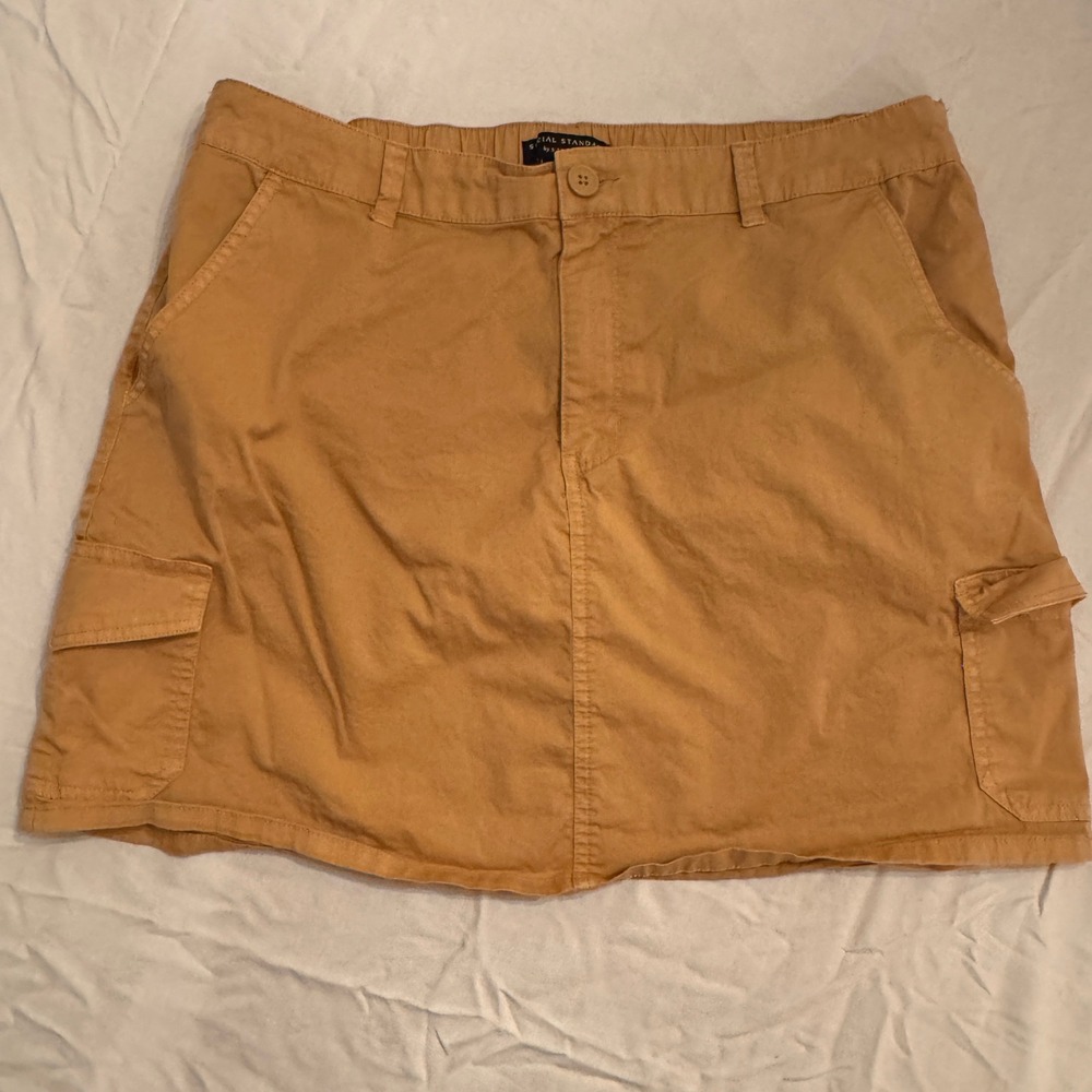 Social Standard by Sanctuary Womens XXL Camel Tan Cargo Mini Skirt Utility